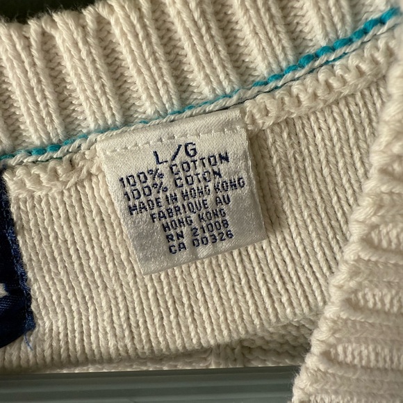 Vintage EP Pro Ivory Knit Vest with Teal Accents - Picture 3 of 9